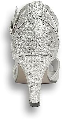 Floral Elisa (DP793) Women Wide Width Evening Dress Shoes for Wedding, Prom, Dinner Silver 10 | Image 3