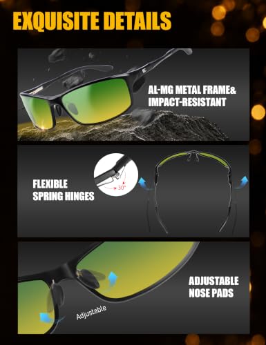 Image of BIRCEN Night Vision Glasses for Driving: Anti-Glare Metal Glasses for Men