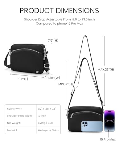MEXS Small Crossbody Bag for Women, Trendy Casual Crossbody Purse Adjustable Strap, Mul-pockets Waterproof Shoulder Handbags2