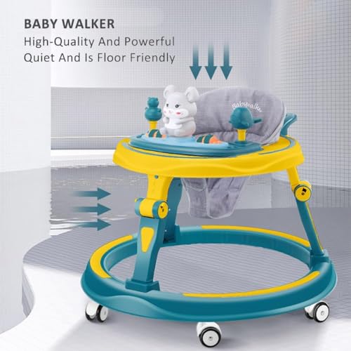 Image of StarAndDaisy 360 Baby Walker 6-24 Months / 7 Level Height Adjustment Walker for Kids Boy and Girl with Switchable Food & Musical Tray /Premium Baby Activity Walker - Green Yellow