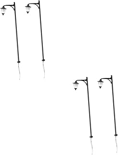 Abaodam 4 Pçs Lâmpada De Trem Em Miniatura Lâmpada De Rua Vila Lâmpadas De Rua Pós Mini Trens Decoração De Natal Luz Do Pátio Externa Lâmpada Em Miniatura Modelo De Lâmpada De Jardim Mini