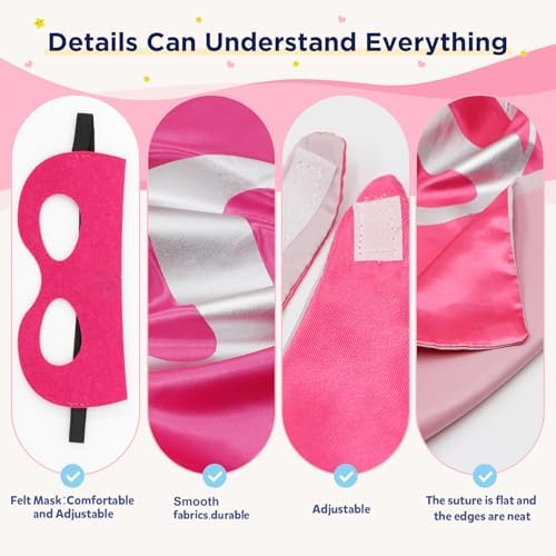Mizzuco Kids Capes,Boys Grils Costume Halloween Supplies Dress up for 3-12 Years Old (Pink+Black) — view 4