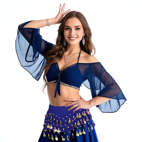 Jmkcoz Sequin Hip Scarf for Belly Dance & Halloween Costumes