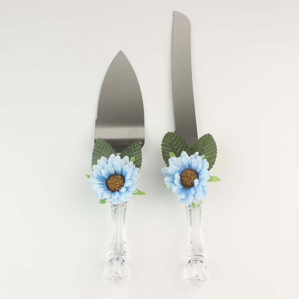 2 Pieces Wedding Cake Knife Shovel Server Set Simulation Flower Cake Knife Shovel Pizza Knife Set (C)