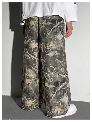 Boy's Baggy Camo Pants Elastic Waist Straight Wide Leg Casual Track Pants3