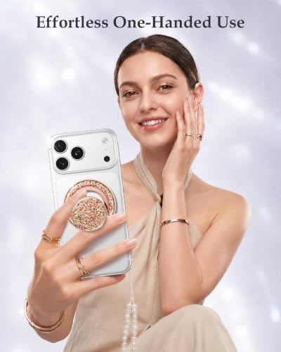 Image of SYNCWIRE for MagSafe Phone Grip, Sparkly Magnetic Phone Ring Holder | 360 Rotation, Glitter Phone Grip Finger Holder Stand Kickstand Bling Bling, for iPhone 17 16 15 14 13 12 Pro Max MagSafe