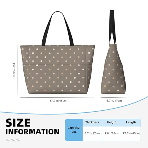 Large Beach Bags for Women Sandproof - Taupe Polka Dot Print D Summer Travel Work Tote Bags with Zipper2