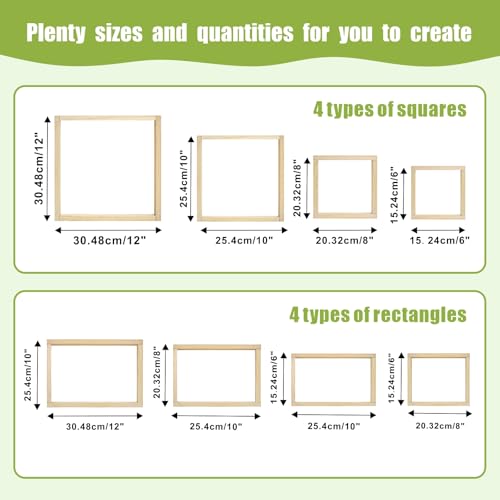 Image of 8 Sets Stretcher Bars for Needlework with 100 Pins, 4 Sizes 16PCS Wooden Canvas Splicing Stretcher Bars Needlepoint Embroidery Stitch Frame Set for Crafts Art Supplies