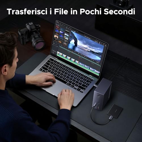 Revodok Pro Docking Station 10 In 1 SSD M.2 NVME Hub USB C HDMI 4K 60Hz Multiport USB Data 10Gbps PD 100W Caricatore Adattatore Ethernet Gigabit Lettore Scheda SD TF - Hub USB - Immagine 5