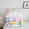 Feelyou Pretty Rainbow Bedding Set for Kids Boys Girls Colorful Love Heart Comforter Twin Size Dot Comforter Set Bedroom Decor Kawaii Quilt Set Bedding Collection 2Pcs #4