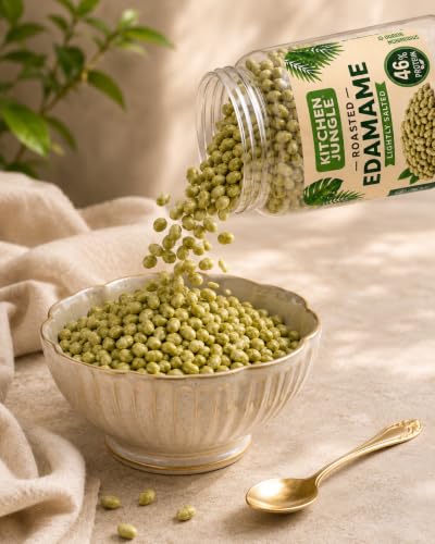 Image of Kitchen Jungle Roasted Edamame 750g | VALUE PACK | High Protein Snack (46%) | No Added Oil | Rich in Fibre | Roasted Green Soybeans | Vegan & Gluten Free