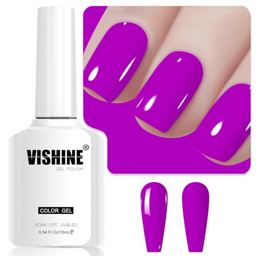 Vishine Fuchsia Gel Nail Polish, 1Pcs 16ml Fuchsia Gel Polish fuchsia Color Nail Polish gel High Gloss Soak Off U V Gel Nail French Nail Manicure Salon DIY L254