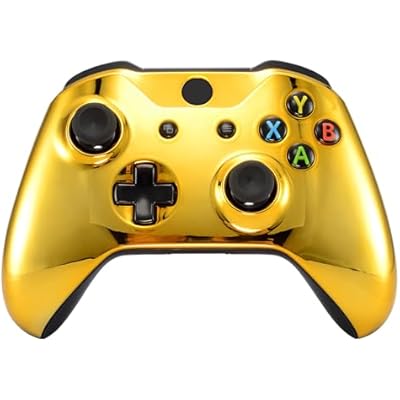 eXtremeRate Chrome Gold Front Housing Shell Faceplate for Xbox One S & Xbox One X Controller