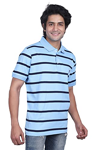 Image of Particle Men's Plus Size Big Size Cotton Polo Collar T-Shirt | Relaxed Fit Striped Half Sleeve | 100% Cotton 210 GSM | Smart Casual | Sizes 2XL-6XL | Breathable Summer Wear