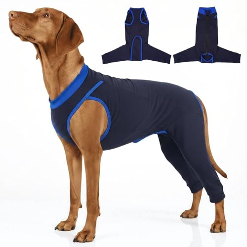 Back Zipper Dog Surgery Recovery Suit with Rear Leg Sleeve to Stop Licking