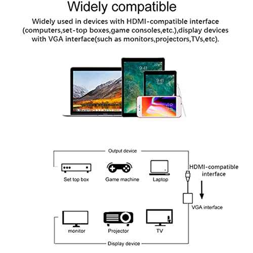Image of TXY HD 1080P HDMI to VGA Cable Converter with Audio Power Supply HDMI Male to VGA Female Converter Adapter for Tablet Laptop PC TV (Black)