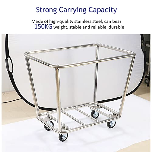 Carrito de lavandería con ruedas resistente para mover ropa pesada sin esfuerzo lumbar 5