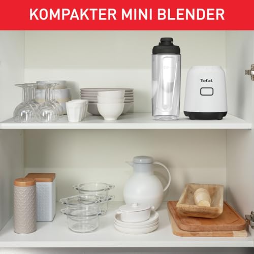 Tefal Mix & Move Mini-Standmixer, inkl. To-Go-Flasche aus Premium Tritan, 300 Watt, platzsparendes Design, abnehmbare Klingen, einfache, ergonomische Einknopfbedienung, Weiß/Schwarz, BL1501 6