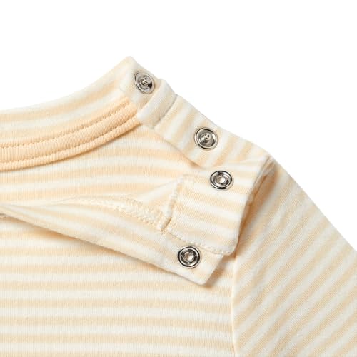 Borussia Dortmund Unisex Kinder BVB Baby T-Shirt, Emma Maskottchen Design, Gelb-weiß Gestreift, Bio-Baumwolle, Weiß, 74-80 EU