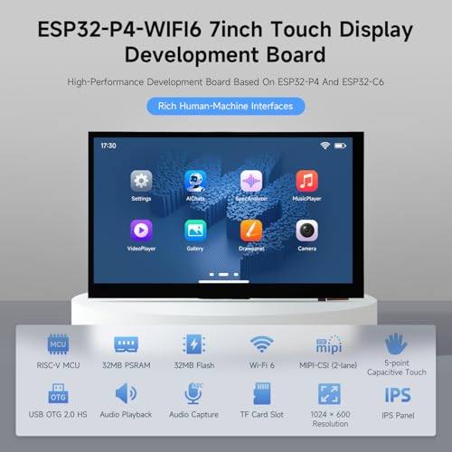 ESP32-P4 development board Waveshare avec écran tactile 7 pouces et caméra OV5647 - 3