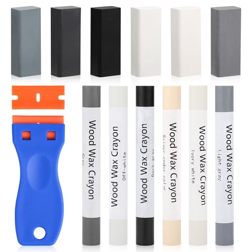 Kit de réparation de stratifié, kit de réparation de plan de travail de meubles pour carreaux de bois, parquet, stratifié, vinyle, 12 pièces marqueurs de...