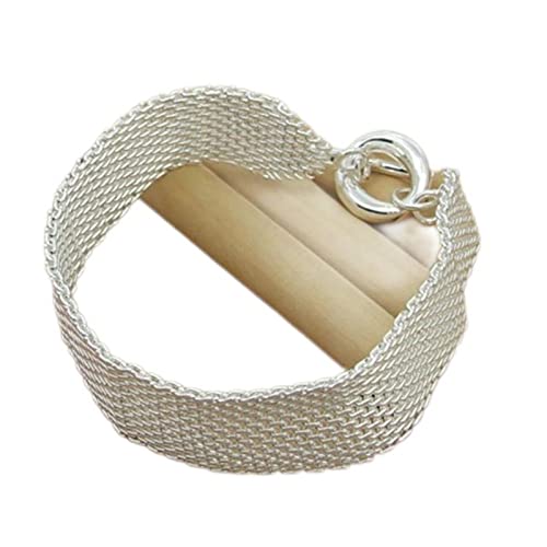 WSZJLN Sterling Silver Bracelet Mesh TO Bracelet For Woman Charm Jewelry Gift-Silver