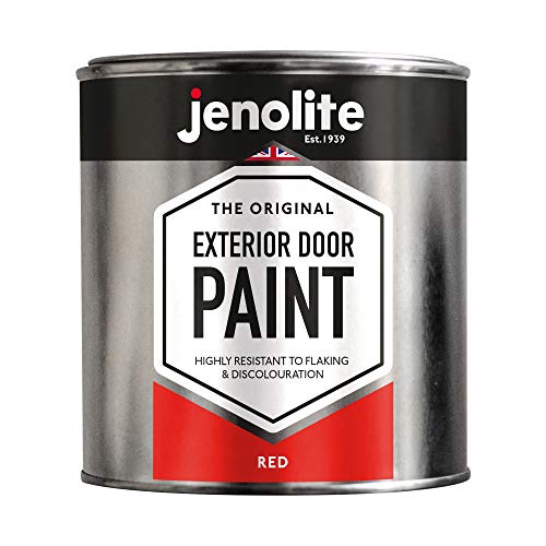 JENOLITE Garage & Exterior Door Paint - Red - 1 Litre - Suitable for Metal & Wood Doors & Garage Doors (RAL 3020)