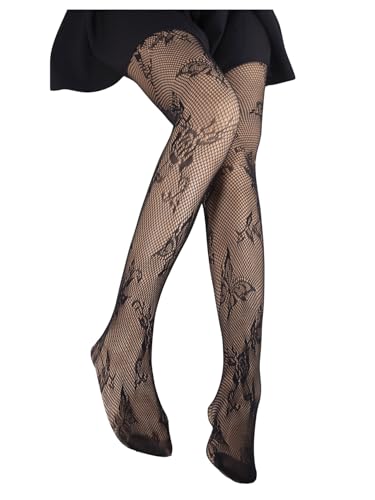 Image of SHENHE Women's Patterned Fishnet Tights High Waist Pantyhose Floral Stockings