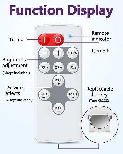HitLights Mini RF Remote Controller for Single Color LED Strip Lights, DC 5-24V, 12-Key Wireless Dimmer with Dynamic Effect Mode, PWM Dimming Control, Ideal for Room, Home, Cabinet, DIY