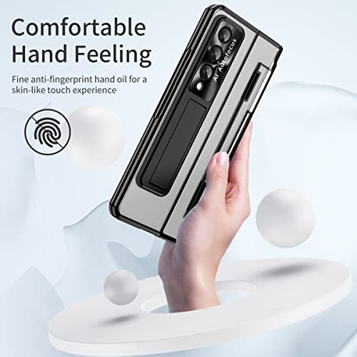 Coque Z Fold 4 robuste avec protection d'écran en polycarbonate premium noir