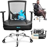 MELOKEA 440LBS/200KG Heavy Duty Office Chair, Extra Wide and Thick Spring Cushion Ergonomic Chair, Adjustable Lumbar Support & Pillow, PU Leather Big & Tall XXL for Heavy People and Sit Cross-Legged