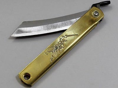 (SizeXL 220mm)RARE MIYAMOTO MUSASHI SAMURAI Japanese folding pocket knife Higonokami JAPAN