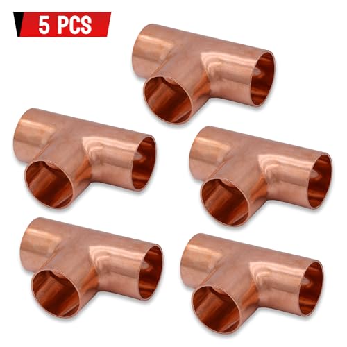 Ytkavq Copper Fittings Tee,Copper Three Way 1/4 Inch Id Welding Joint For Hvac Units thumb #2