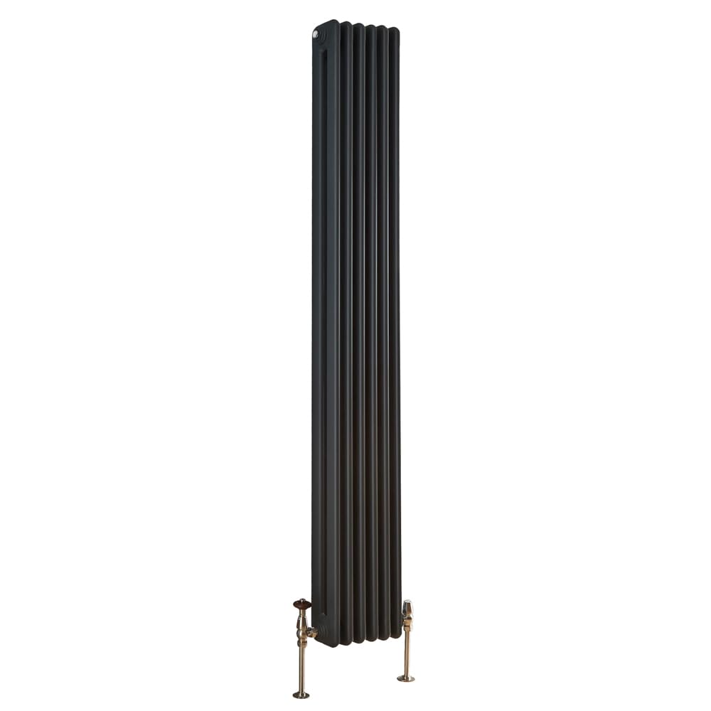 Milano Atticus Anthracite Cast Iron Style Vertical Double Column Radiator - 1800mm x 290mm