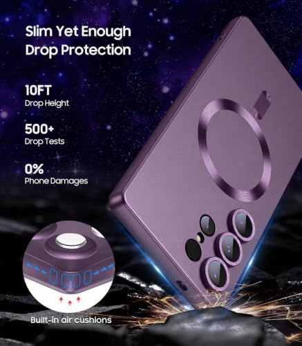 Image of DIZORO Samsung S25 Ultra Case, Compatible with Mag Safe, Matte Luxury Metallic Luster Flexible TPU Wireless Charging Shockproof Case with Camera Protector Protector - Deep