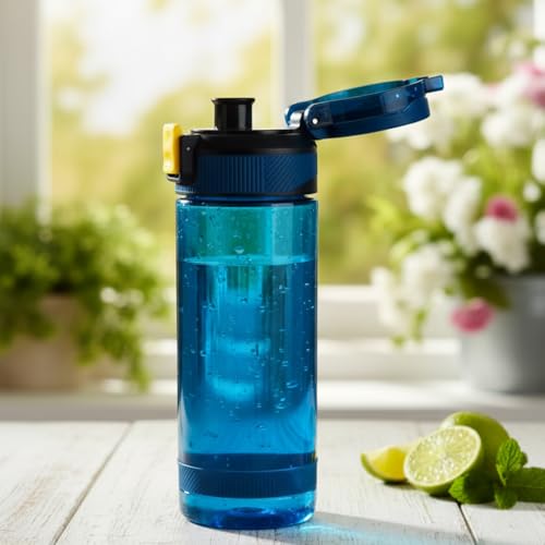 Image of AJS Sports Water Bottle | Leak-Proof Flip-Top Lid, Durable Portable Drink Bottle for Gym, Travel and Outdoor Activities | 800 ml (Multicolor)