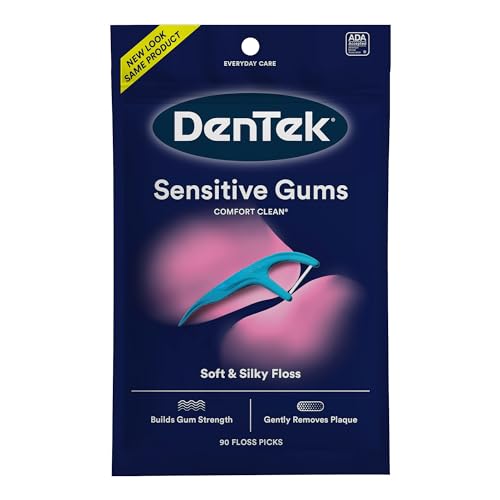 Image of DenTek Comfort Clean Sensitive Gums Floss Picks, Soft & Silky Ribbon, 90 Count