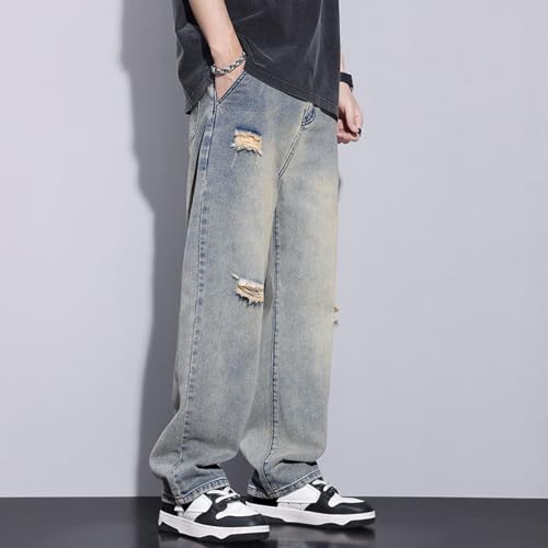 Loose Straight-Leg mop Pants, Wide-Leg Jeans, Men's Trousers3