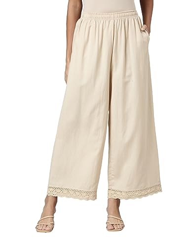 Image of GO COLORS Soft Linen Wide Pant Full Length for Women| Breathable, Mid Rise