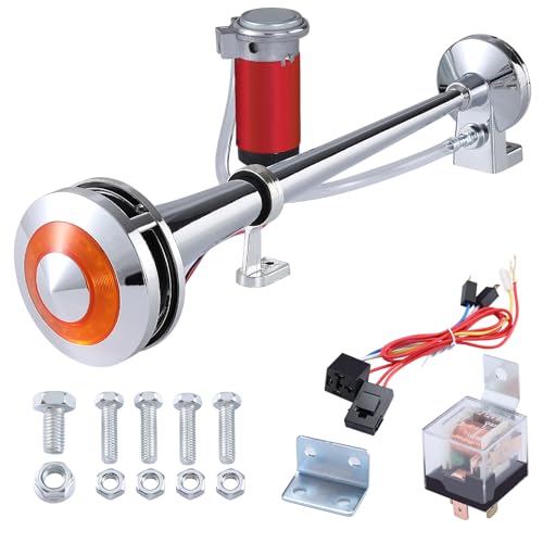 Rupse Hupe Luft Horn Kit mit Licht, 12V Lufthorn Drucklufthorn mit Kompressor, Super Laut Auto Air Horn für PKW LKW Booten Motorrädern