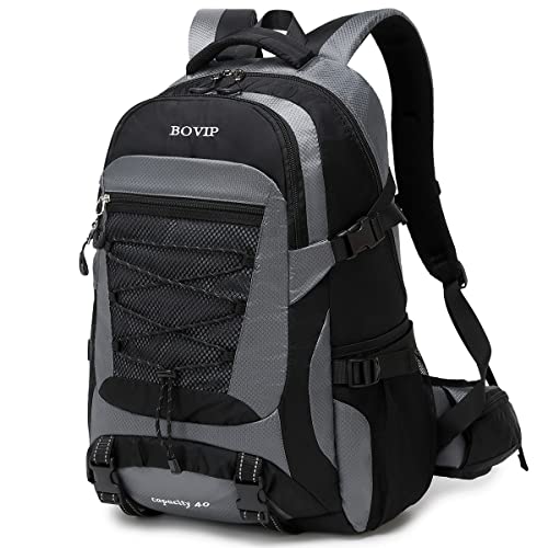 Bovip 40L Hiking Backpack Waterproof Lightweight Daypack Travel Sports Camping Backpack For Men Women Gray #TOP8