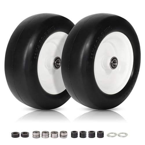 Pneu tondeuse 11x4.00-5 increvable solide avec moyeu ajustable de 3.4 à 5 pouces pack de 2