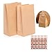 Sacchetti Di Carta Marrone, 45 pz Ssacchetti Pane Carta Di Carta Kraft + 45 Adesivi Fatti A Mano Confezionamento Biscotti Caramelle Cibo Biscotto Pane Visto Snack Da Forno Da Asporto Popcorn Treat Bag