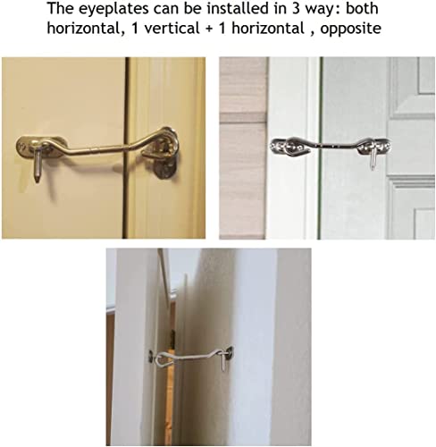 Gooffy Hook And Eye Latch Gate Bolt Gate Hook Lock,2 Pcs Stainless Steel Cabin Hook And Latch Heavy Duty Door Gate Latch For Wooden Gates Window Brace Gate Door Catch Holder Button (Size : 6 Inch) #TOP3