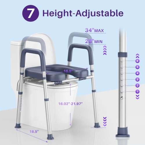 Image of KEKOY Toilet Seat Risers for Seniors, Adjustable Height Width, Fits Most