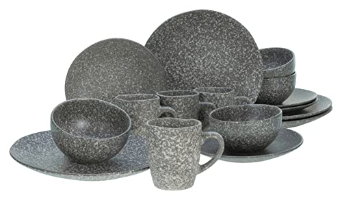 CreaTable, 23770, Serie GRANIT, 16-teiliges Geschirrset für 4 Personen, Kombiservice aus Steinzeug, spülmaschinen- und mikrowellengeeignet, Qualitätsproduktion