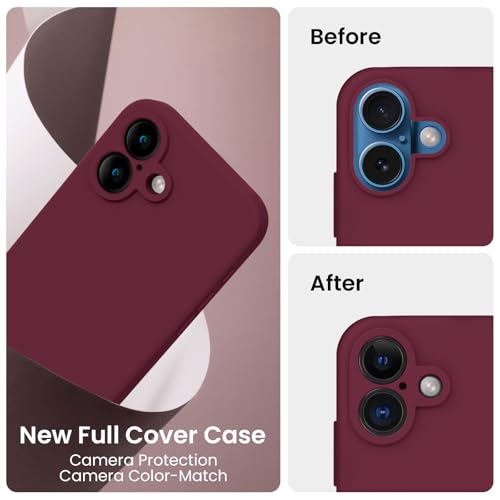 Image of FireNova Designed for iPhone 16 Case, Silicone Upgraded [Camera Protection] Phone Case, Soft Anti-Scratch Microfiber Lining Inside, 6.1 inch, Plum