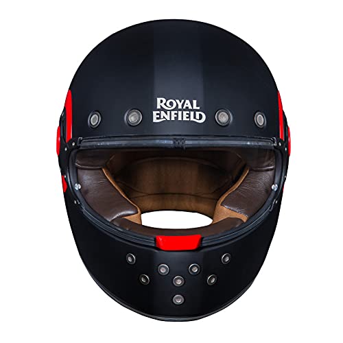 Image of Royal Enfield Old Boy Full Face Helmet with Clear Visor Matt Black, Size: L(59-60cm)