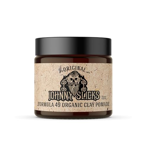 Johnny Slicks Formula 49 Clay All Organic Pomade | Firm Hold & Matte Finish (Promotes Healthy Hair Growth, Helps Hydrate Dry Skin), (2 ounce, Original)