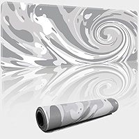 Fluid Pattern XL Mouse Pad,Thicken Waterproof Black White Swirl Large Gaming Mousepad With Stitched Edge, Aqua Swirl Mousepad,Non-Slip Base Ink Liquid Mouse Keyboard Mat 800X300X3mm
